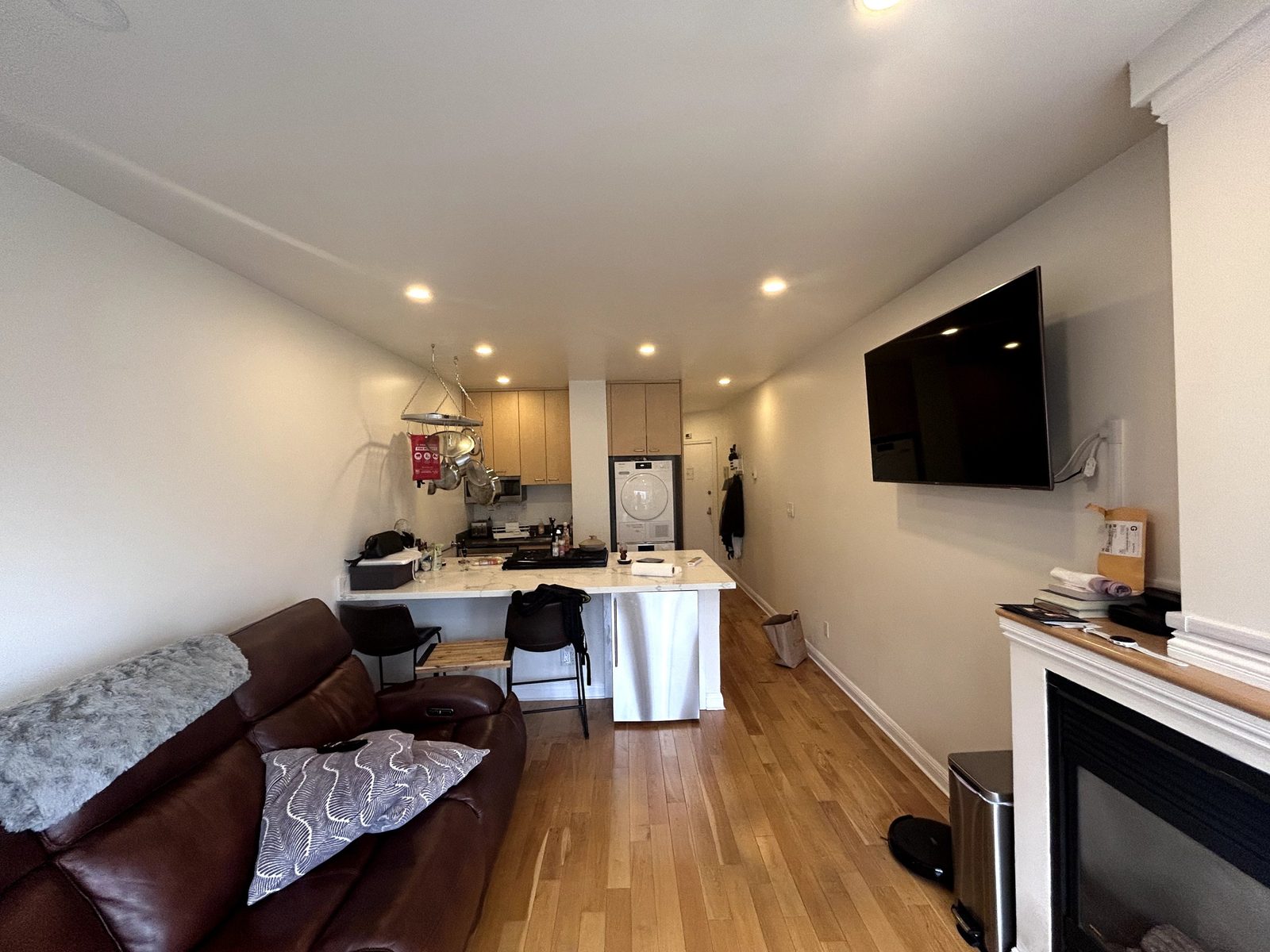 Dark cluttered living room